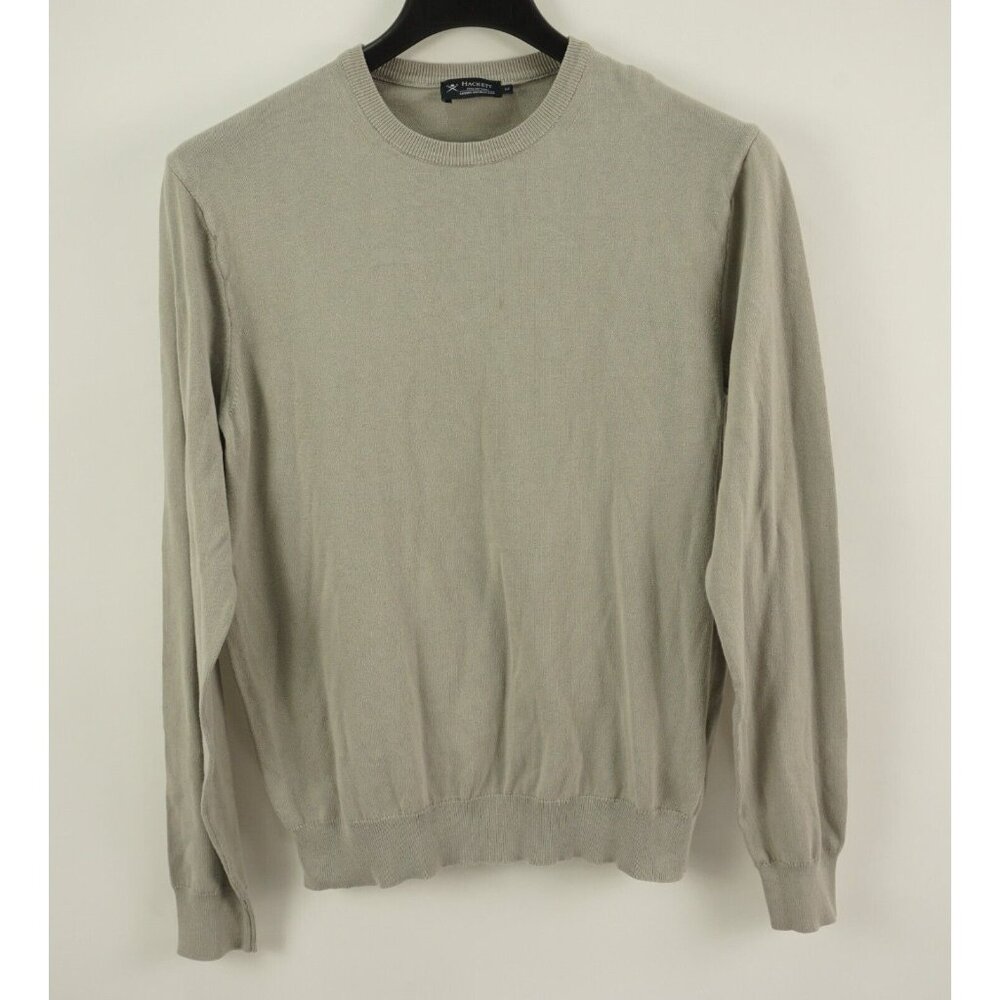 Hackett London Garment Dyed Crew Sweater Men's Medium Gray Tight Knit Cotton